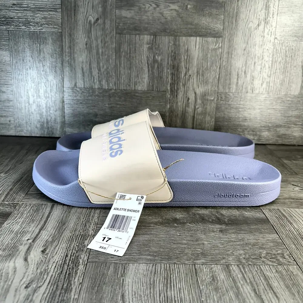 Adidas Adilette Shower Slides Mens 17 Lavender‎ Cloudfoam Sandals NEW GZ5922